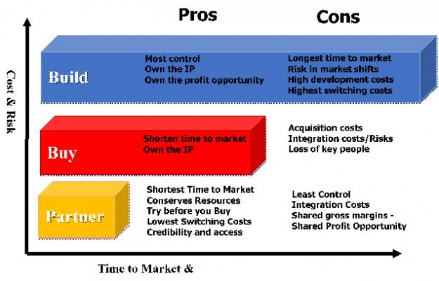 Buy, Build or Partner, the pros and cons